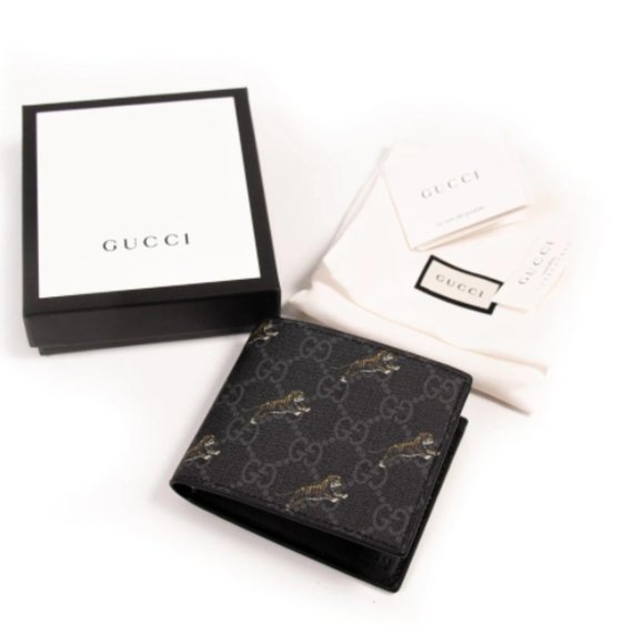 GUCCI Gg Black Men's Coin Wallet With Tiger Print NEW IN BOX WITH DUST BAG - Picture 5 of 5